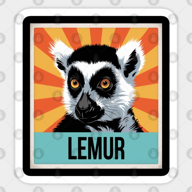 Lemur Illustration, Perfect for Animal Lovers Sticker by Pixel Threads 